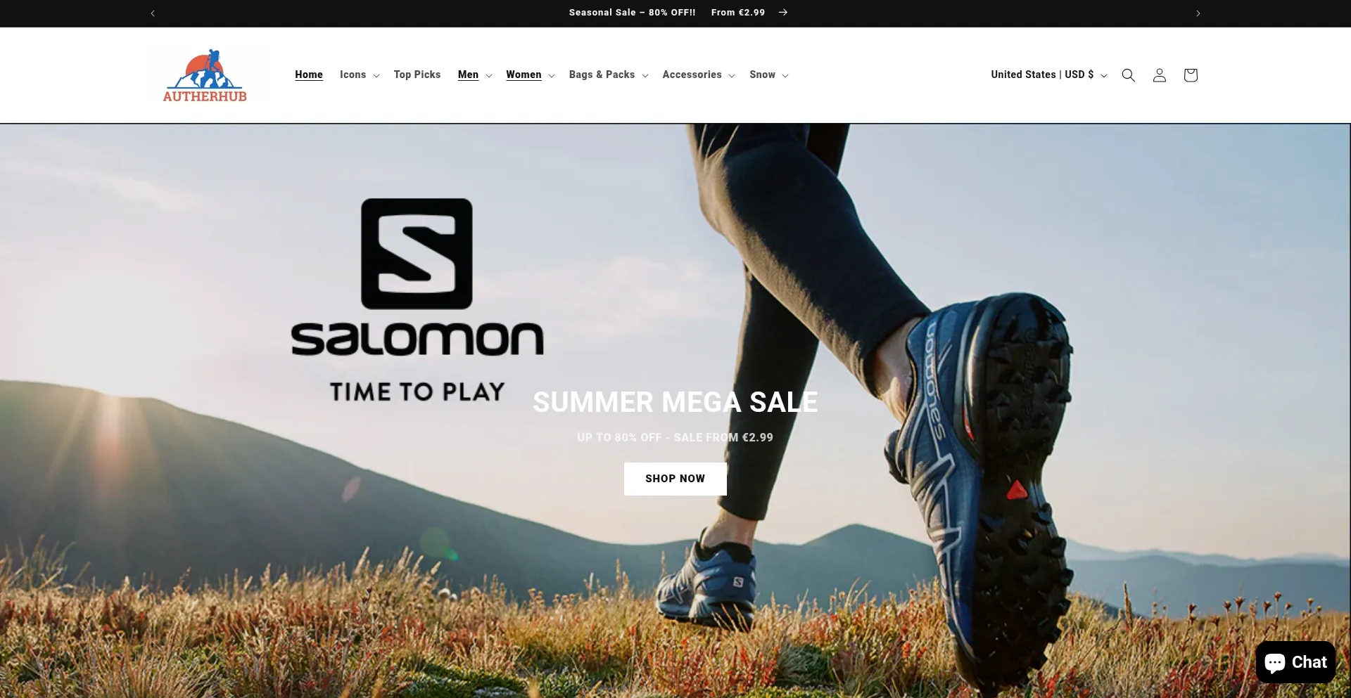 Website screenshot of Autherhub.shop
