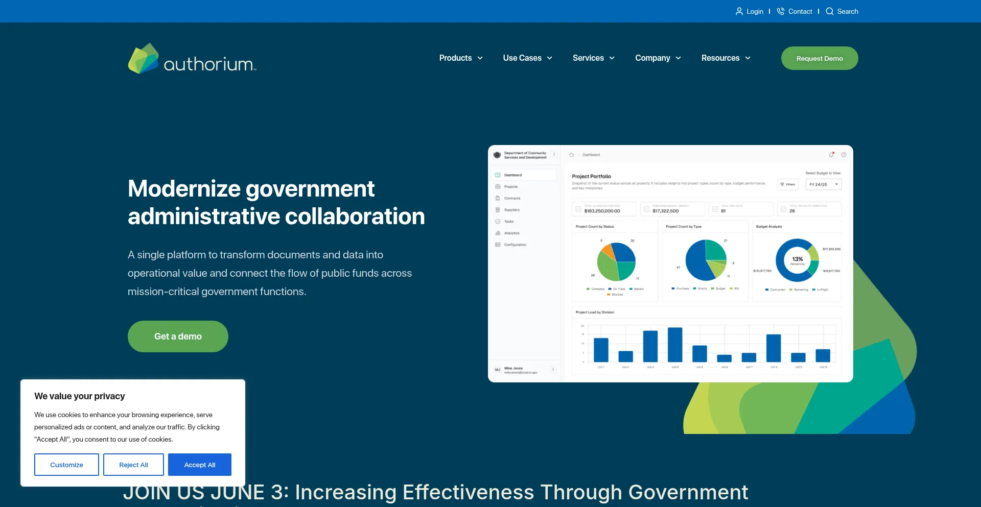 Website screenshot of Authorium.com