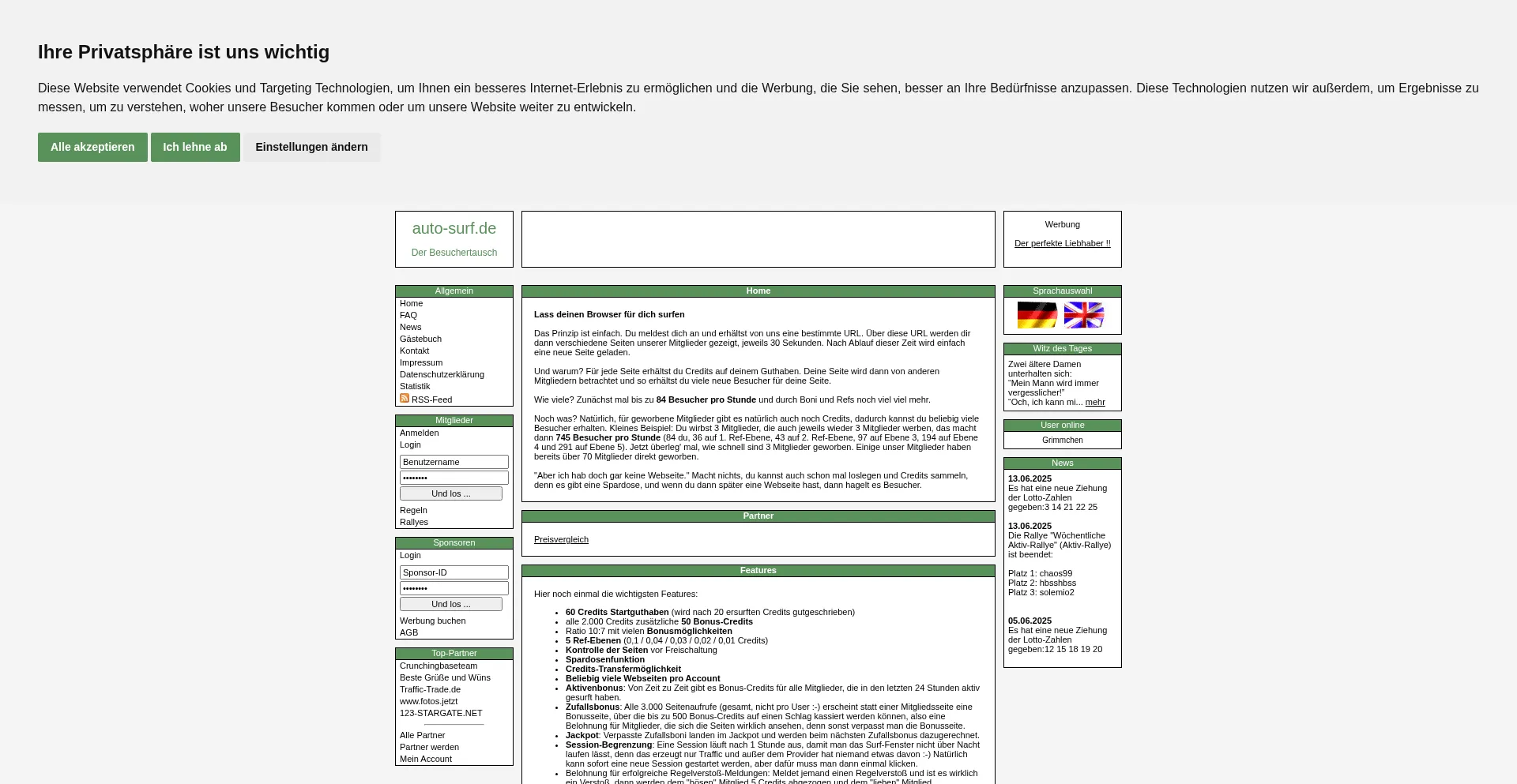 Website screenshot of Auto-surf.de