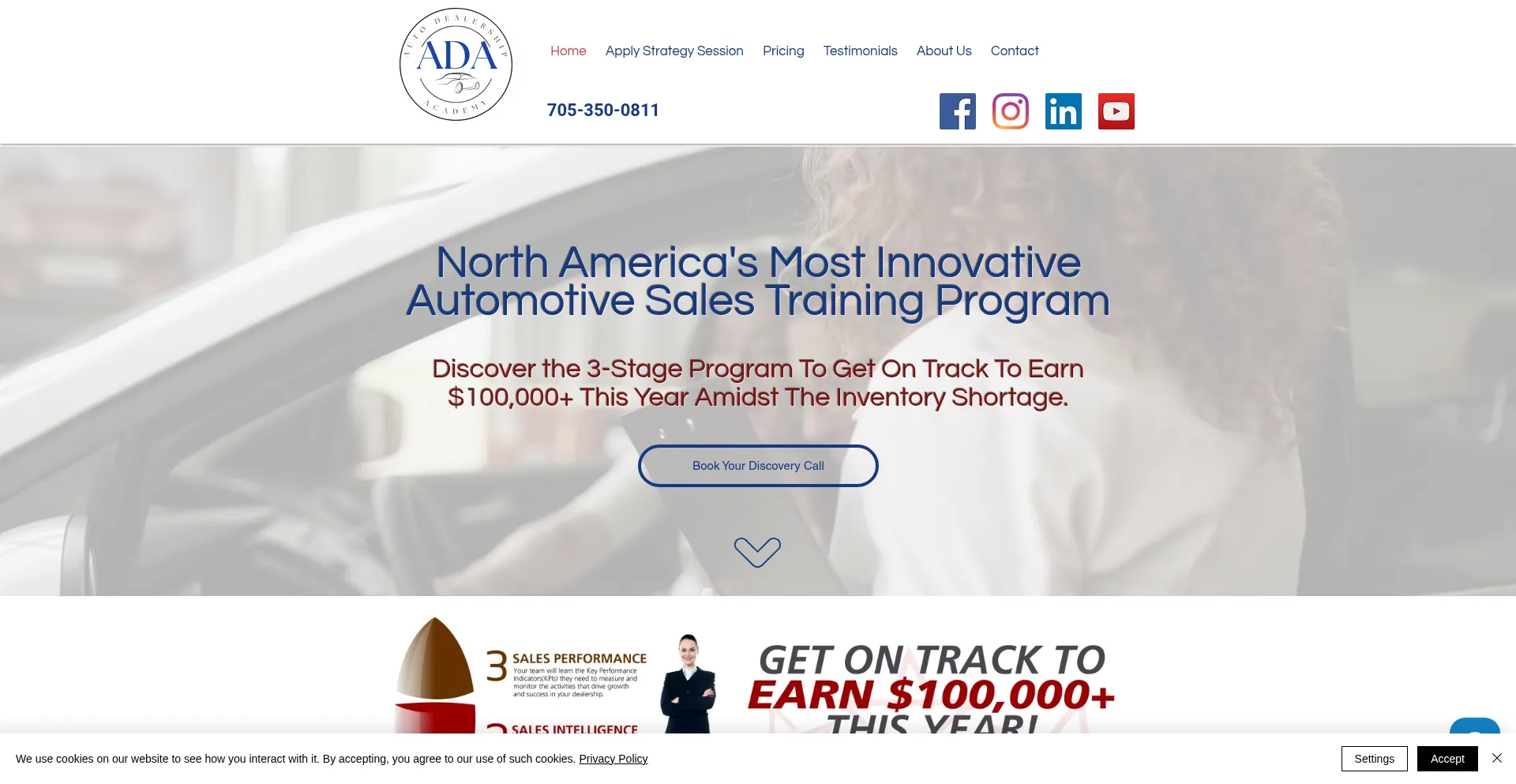 Website screenshot of Autodealershipacademy.com