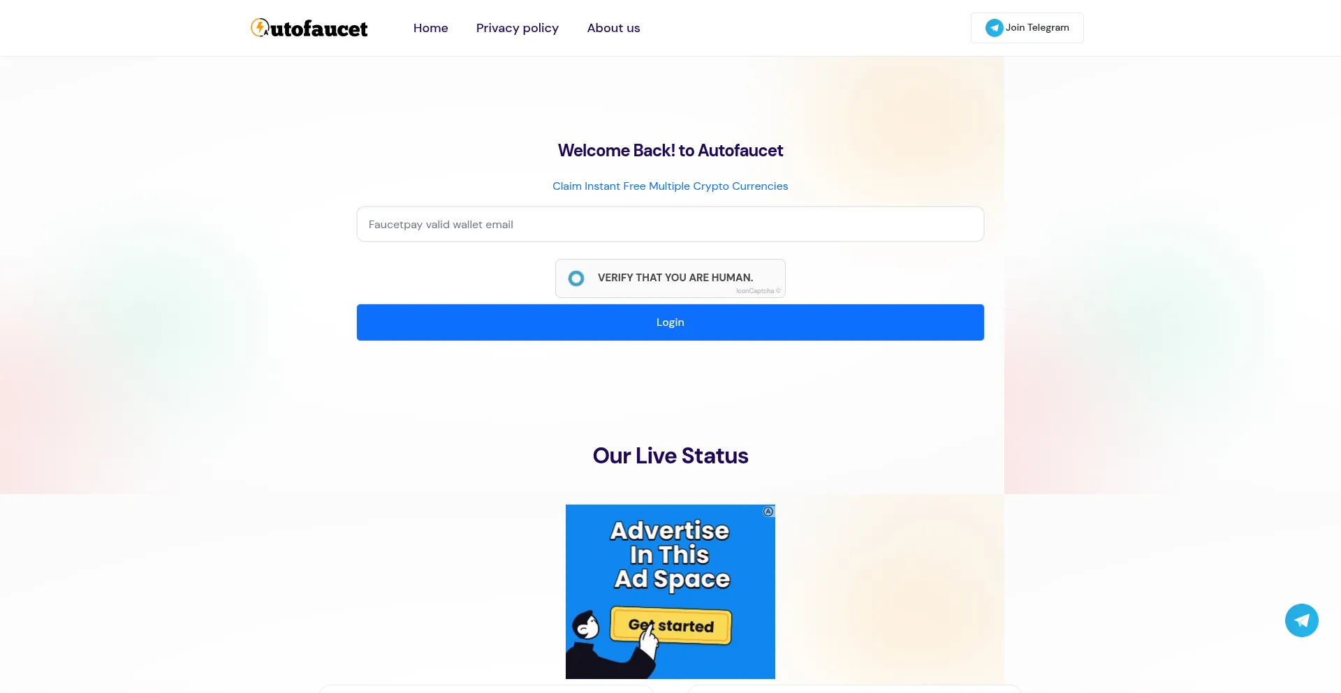 Website screenshot of Autofaucet.top