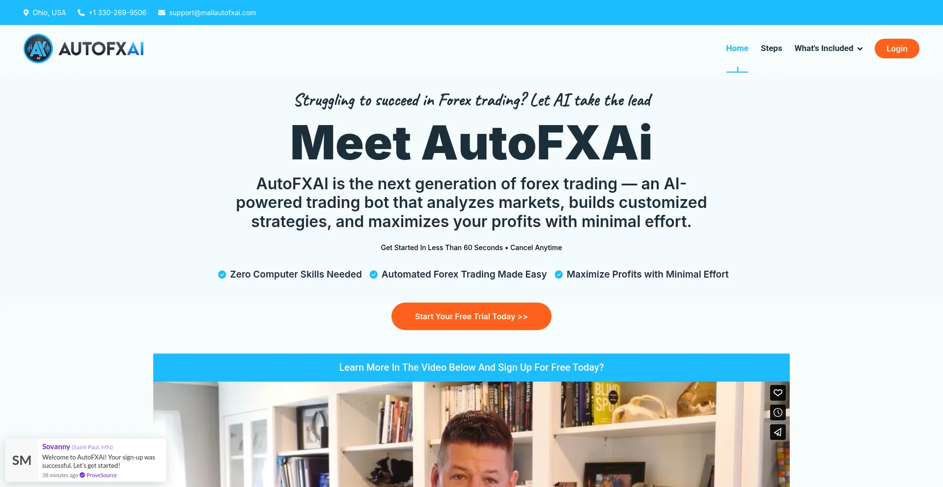 Website screenshot of Autofxai.com
