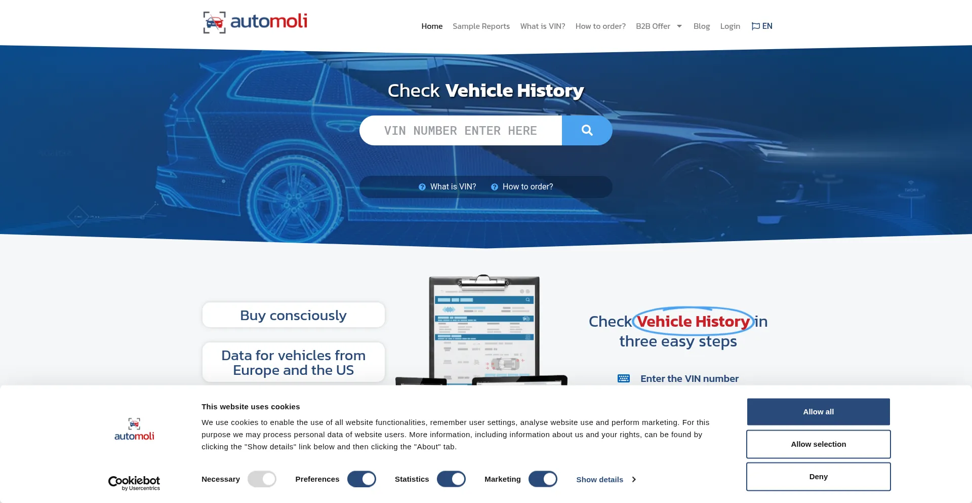 Website screenshot of Automoli.com