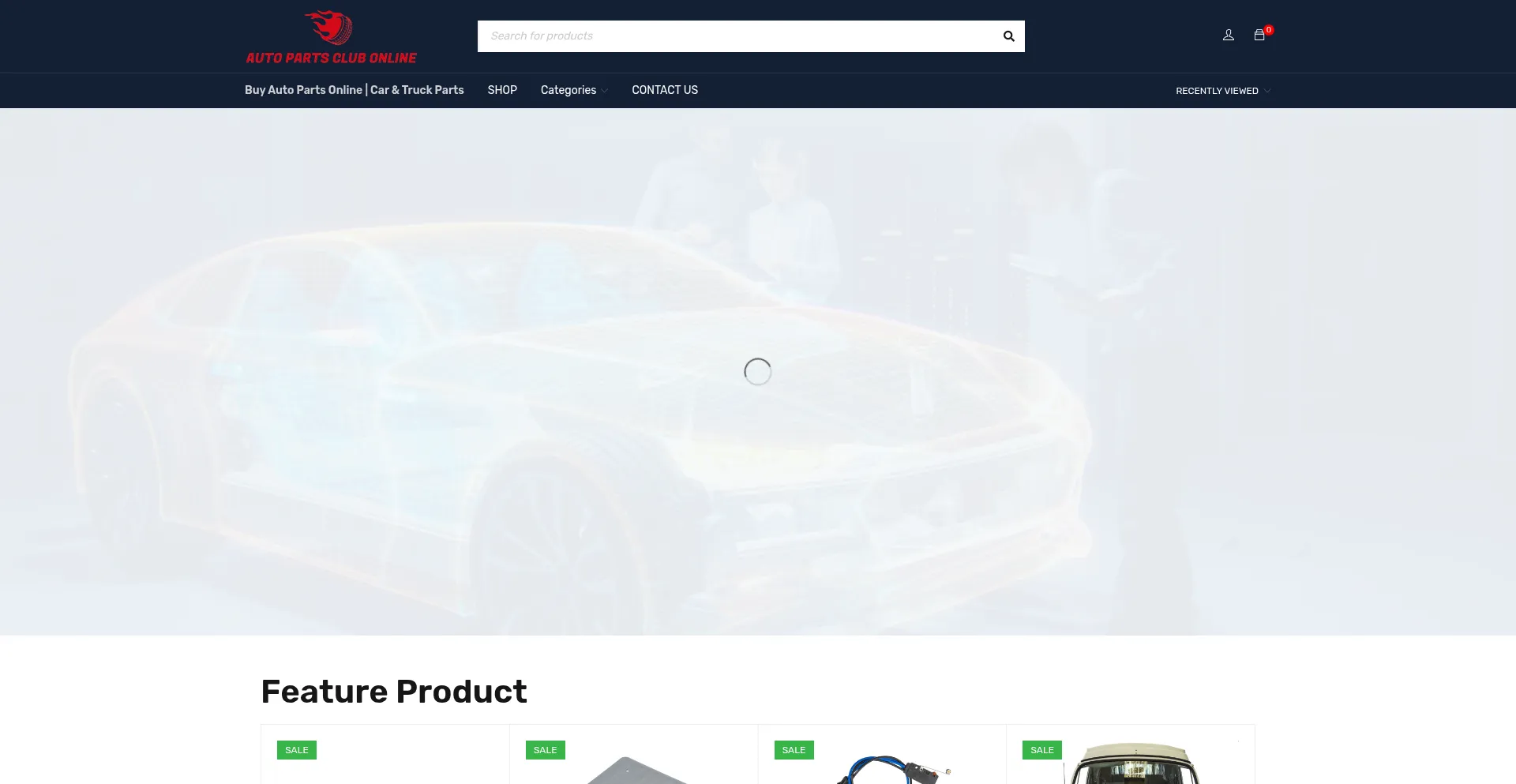Website screenshot of Autopartsclubonline.com