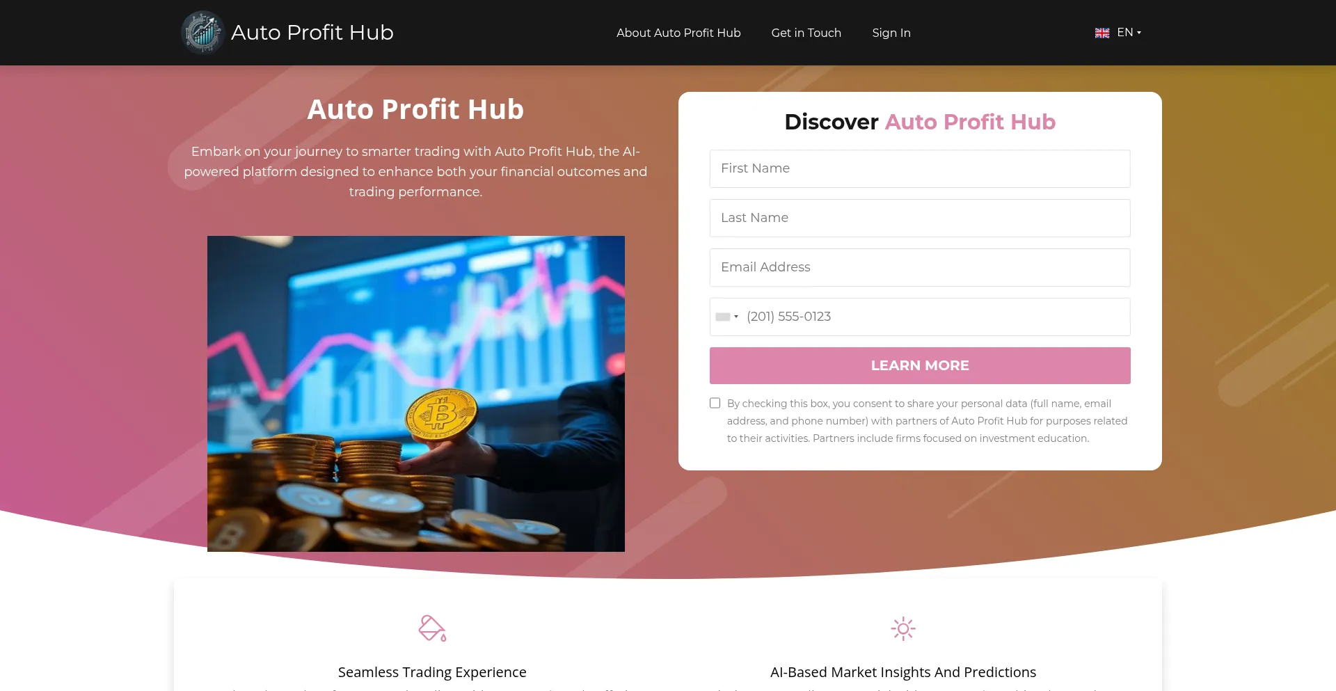 Website screenshot of Autoprofithub.net