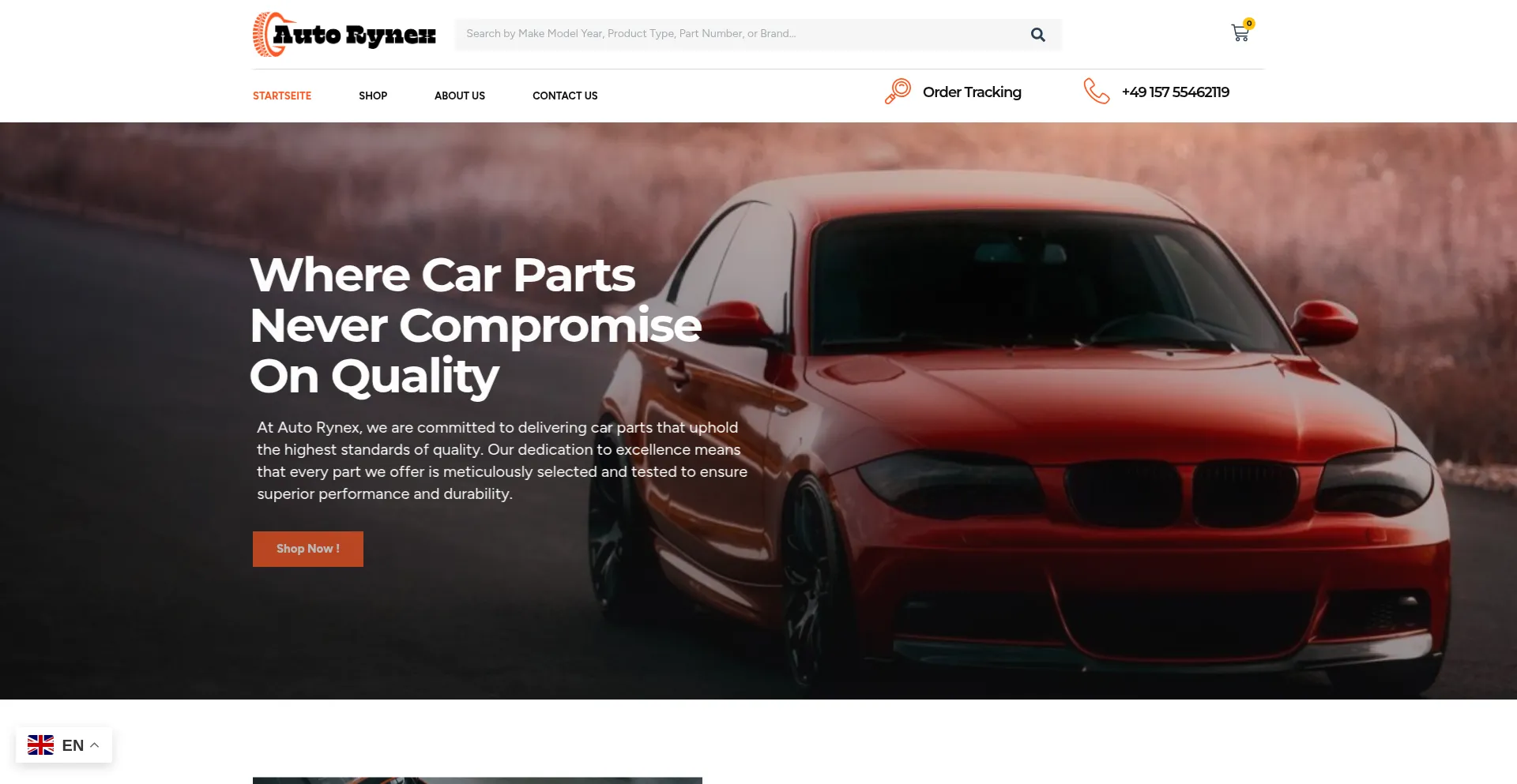 Website screenshot of Autorynex.com