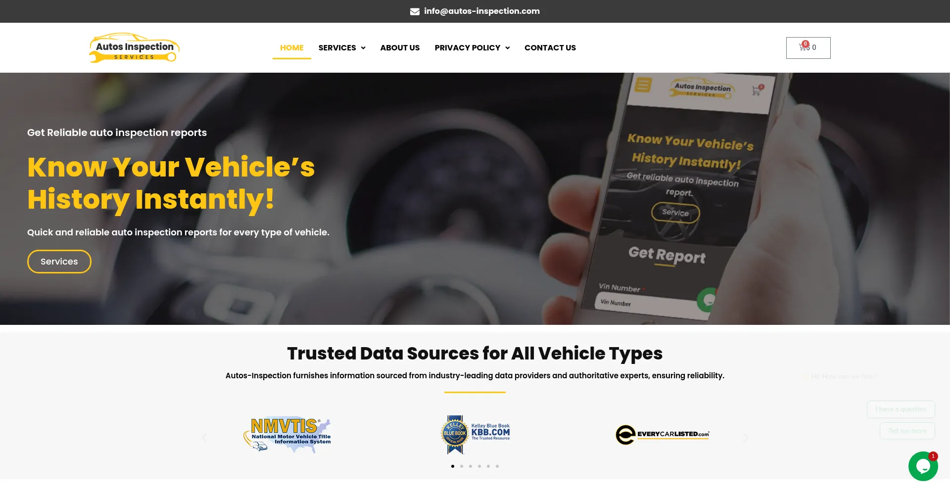 Website screenshot of Autos-inspection.com