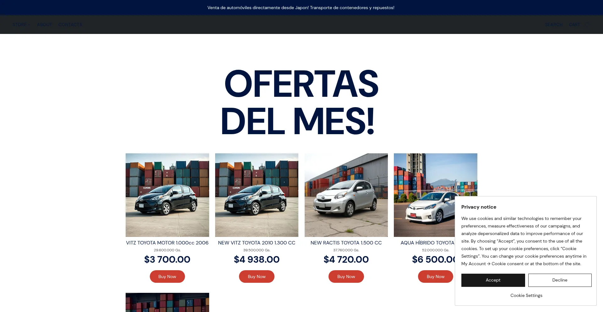 Website screenshot of Autosdesdejapon.com