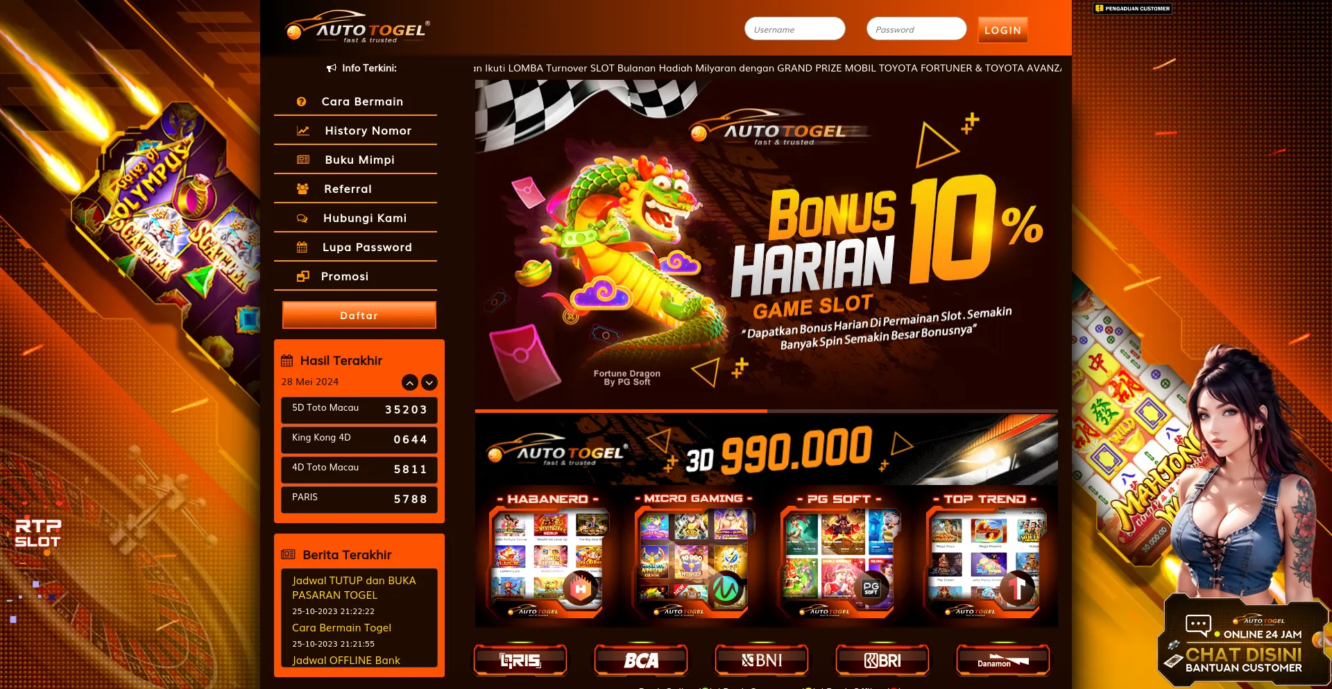 Website screenshot of Autotogel77.com