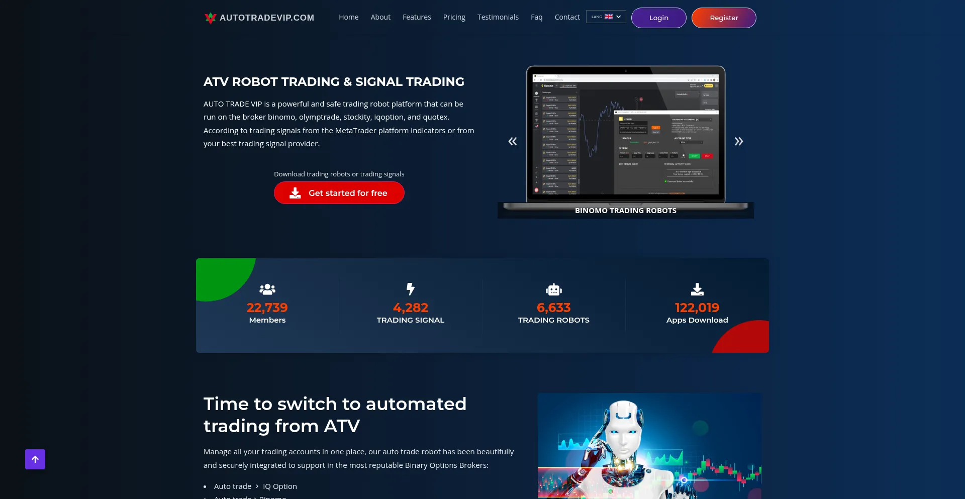 Website screenshot of Autotradevip.com