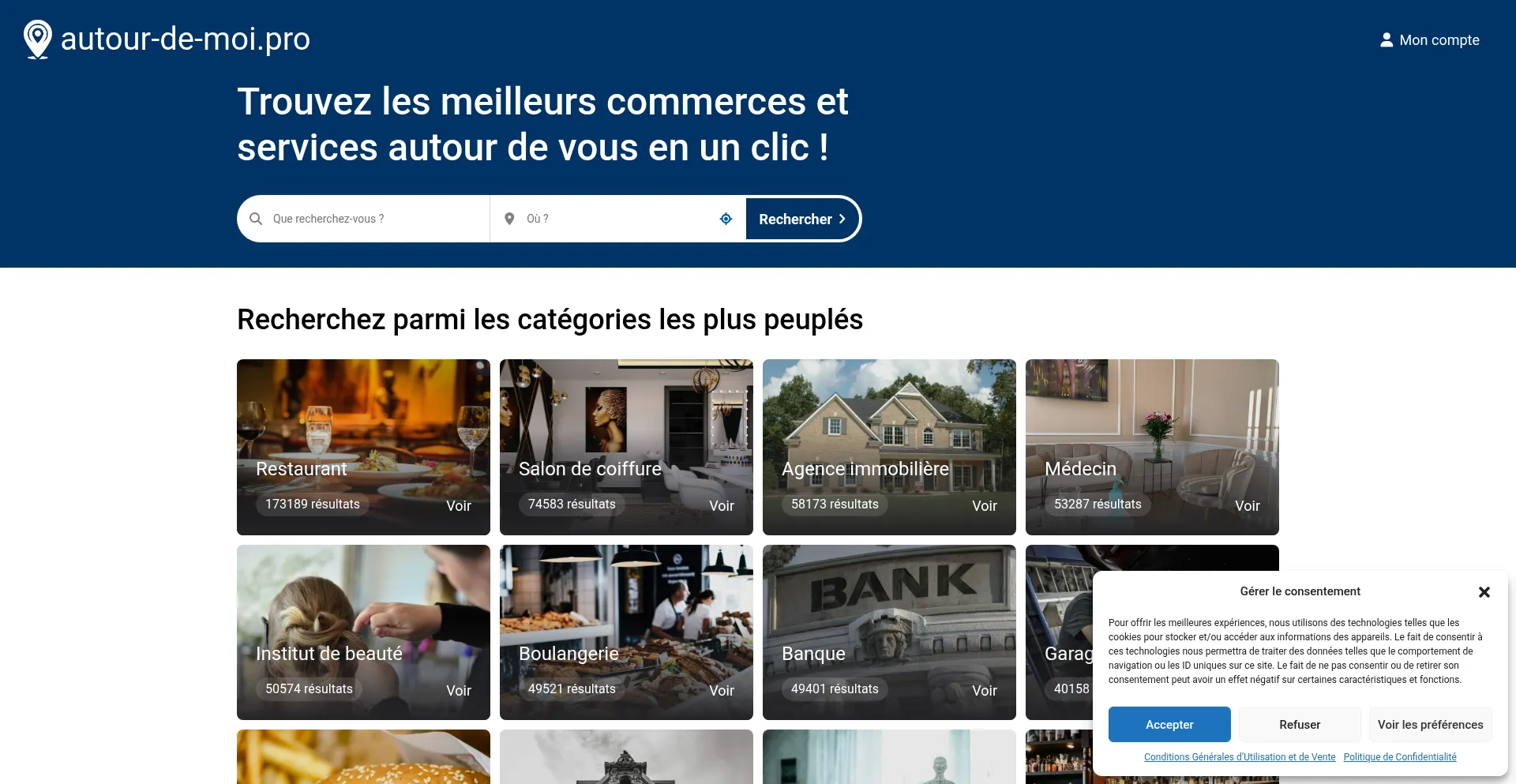 Website screenshot of Autour-de-moi.pro