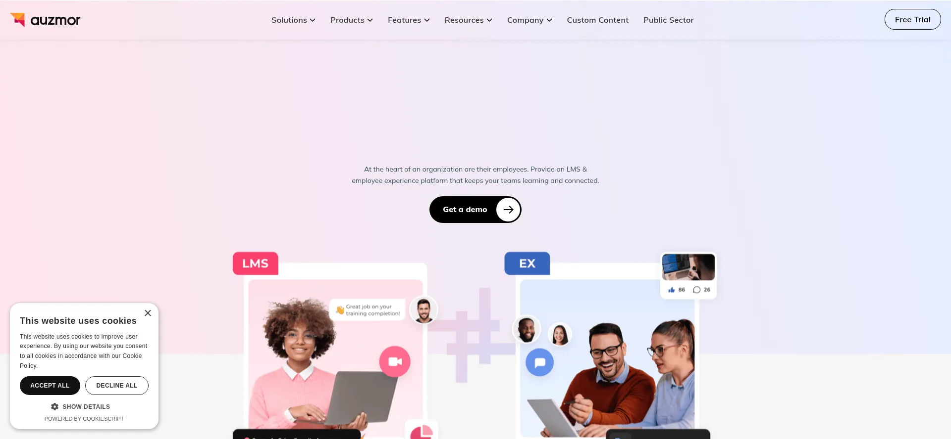 Website screenshot of Auzmor.com