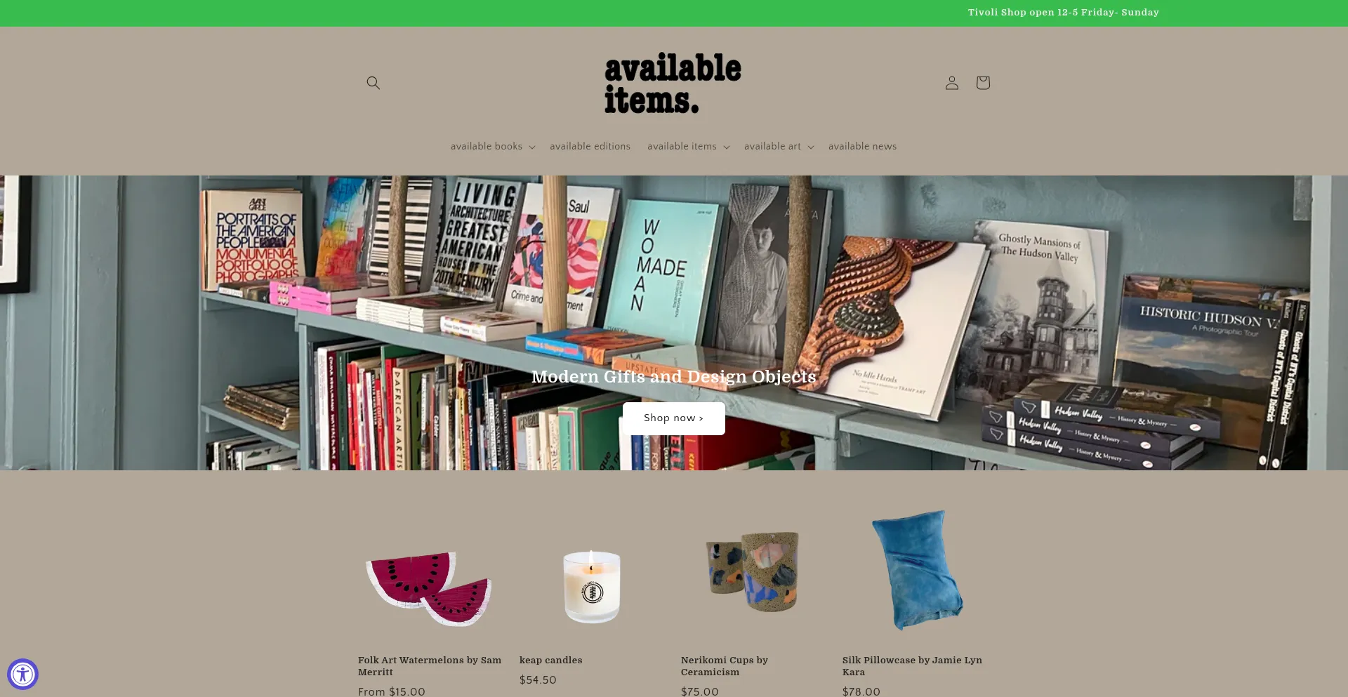 Website screenshot of Availableitems.com
