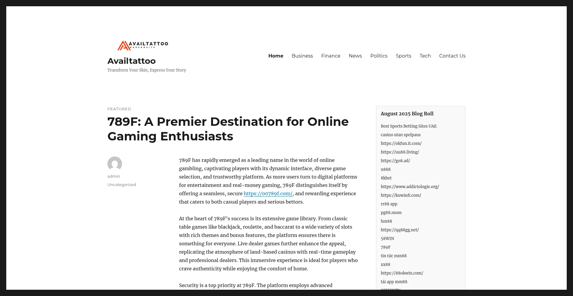 Website screenshot of Availtattoo.com