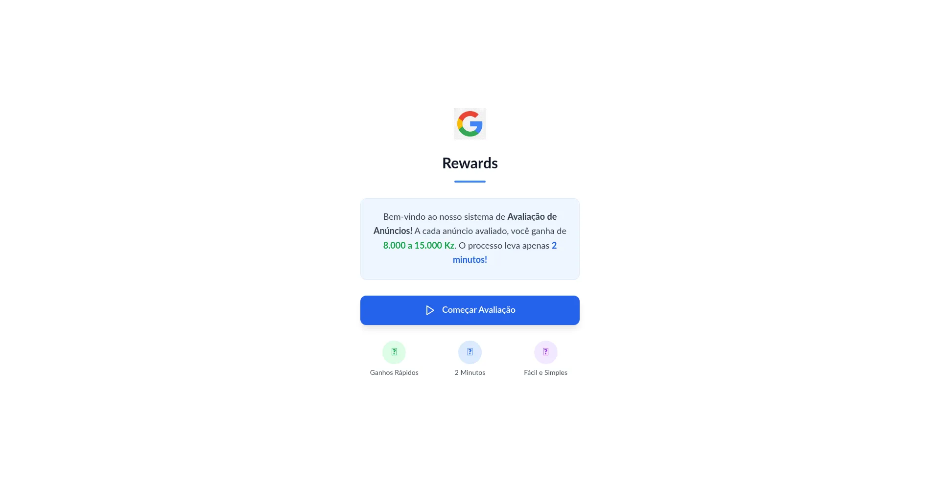 Website screenshot of Avaliagoogle44.netlify.app