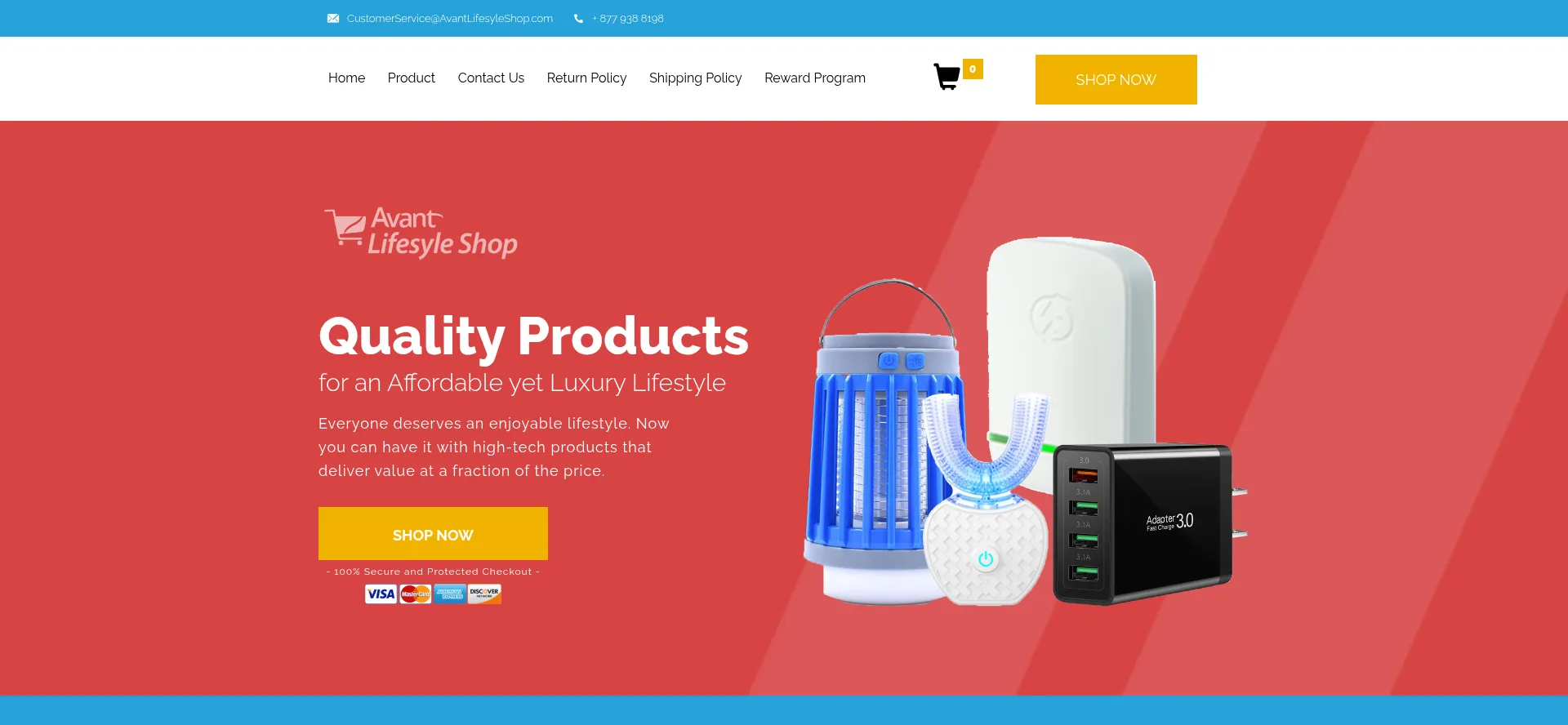 Website screenshot of Avantlifesyleshop.com