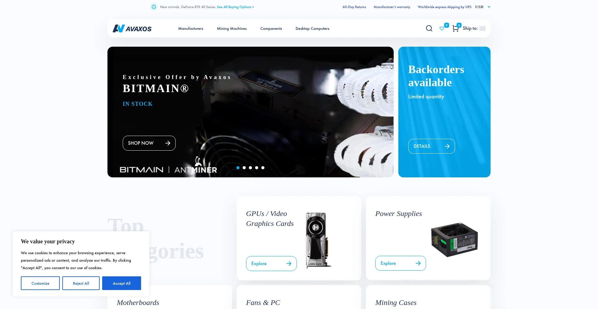 Website screenshot of Avaxos.com