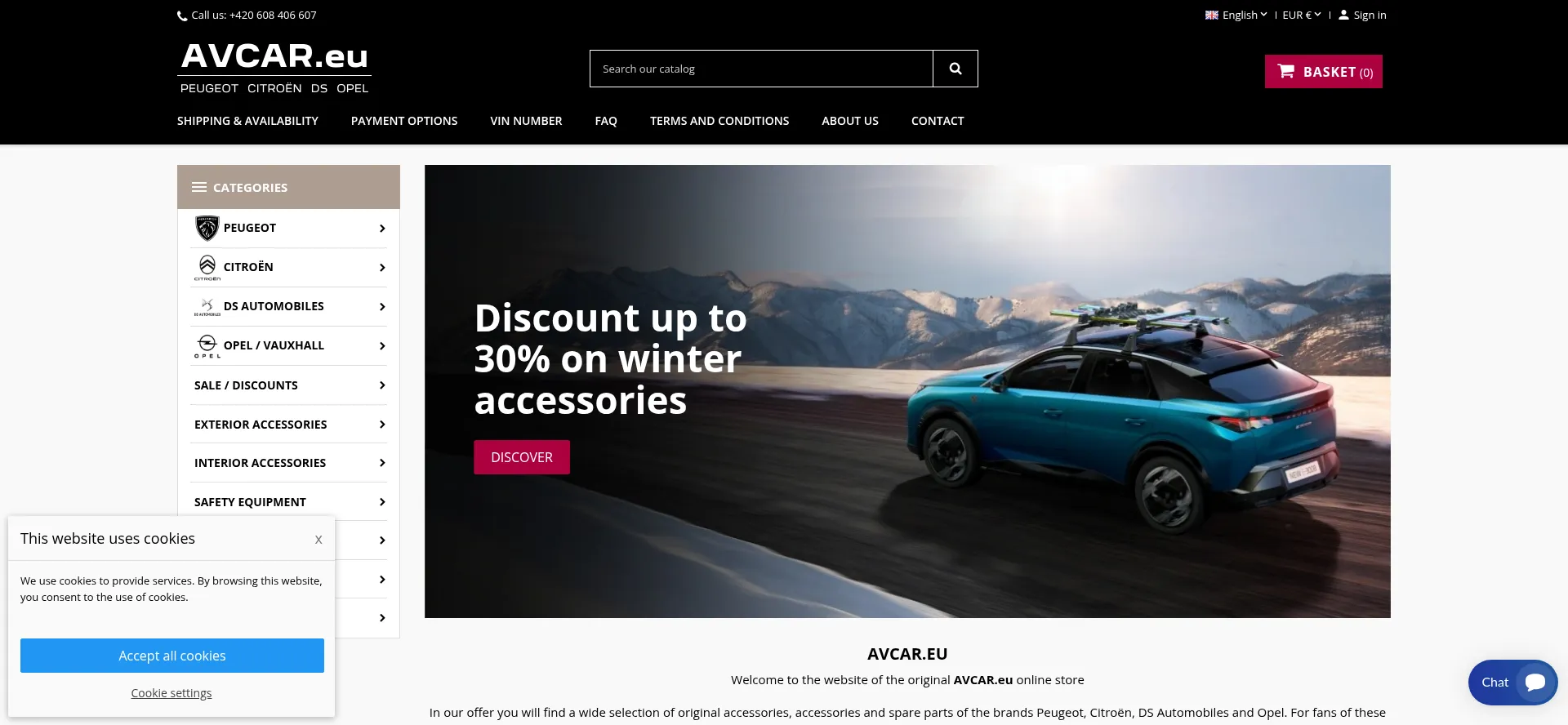 Website screenshot of Avcar.eu
