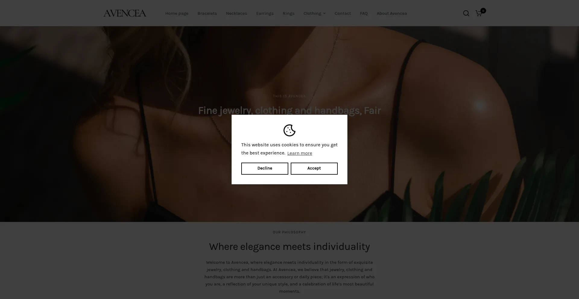 Website screenshot of Avencea.com