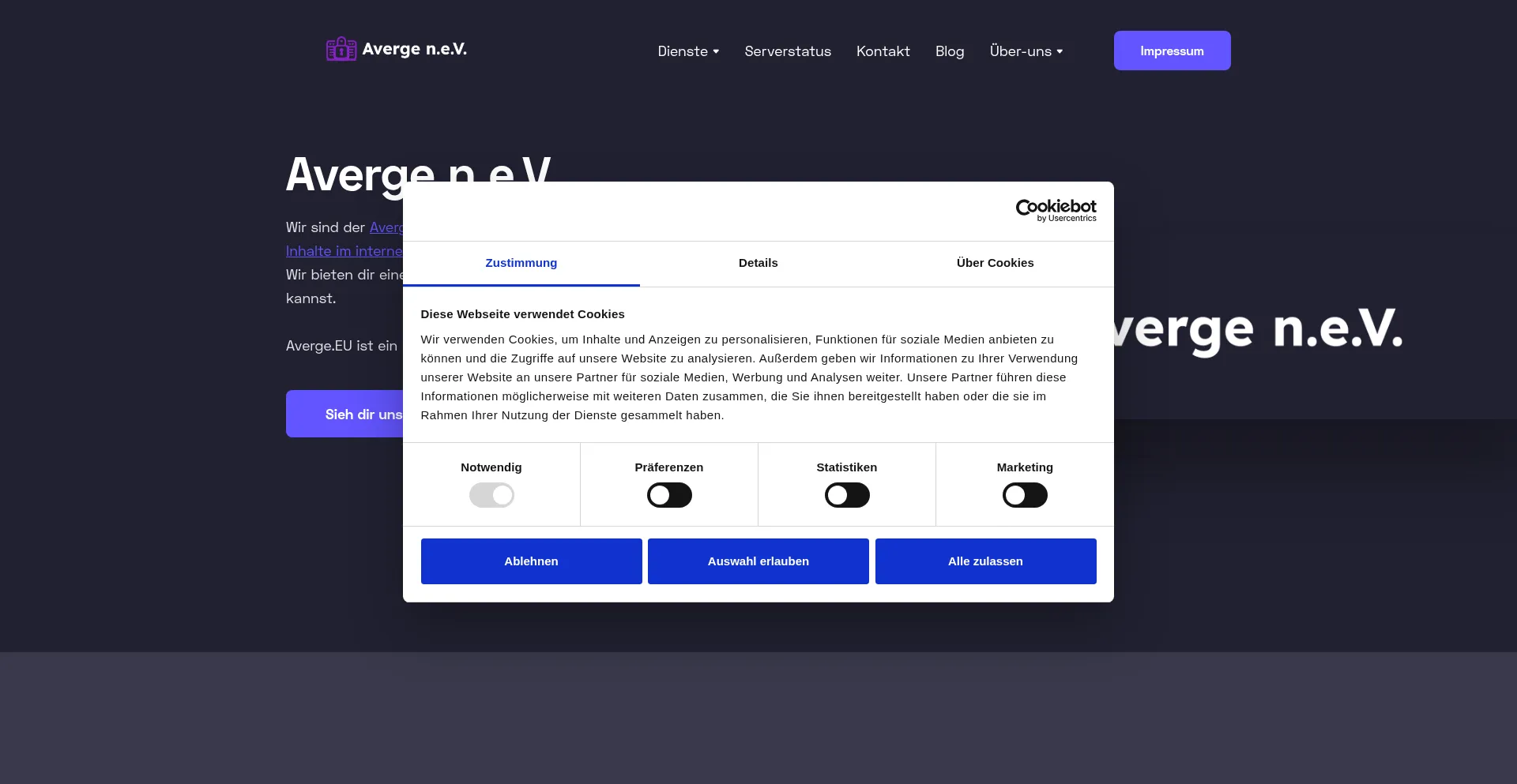 Website screenshot of Averge.eu