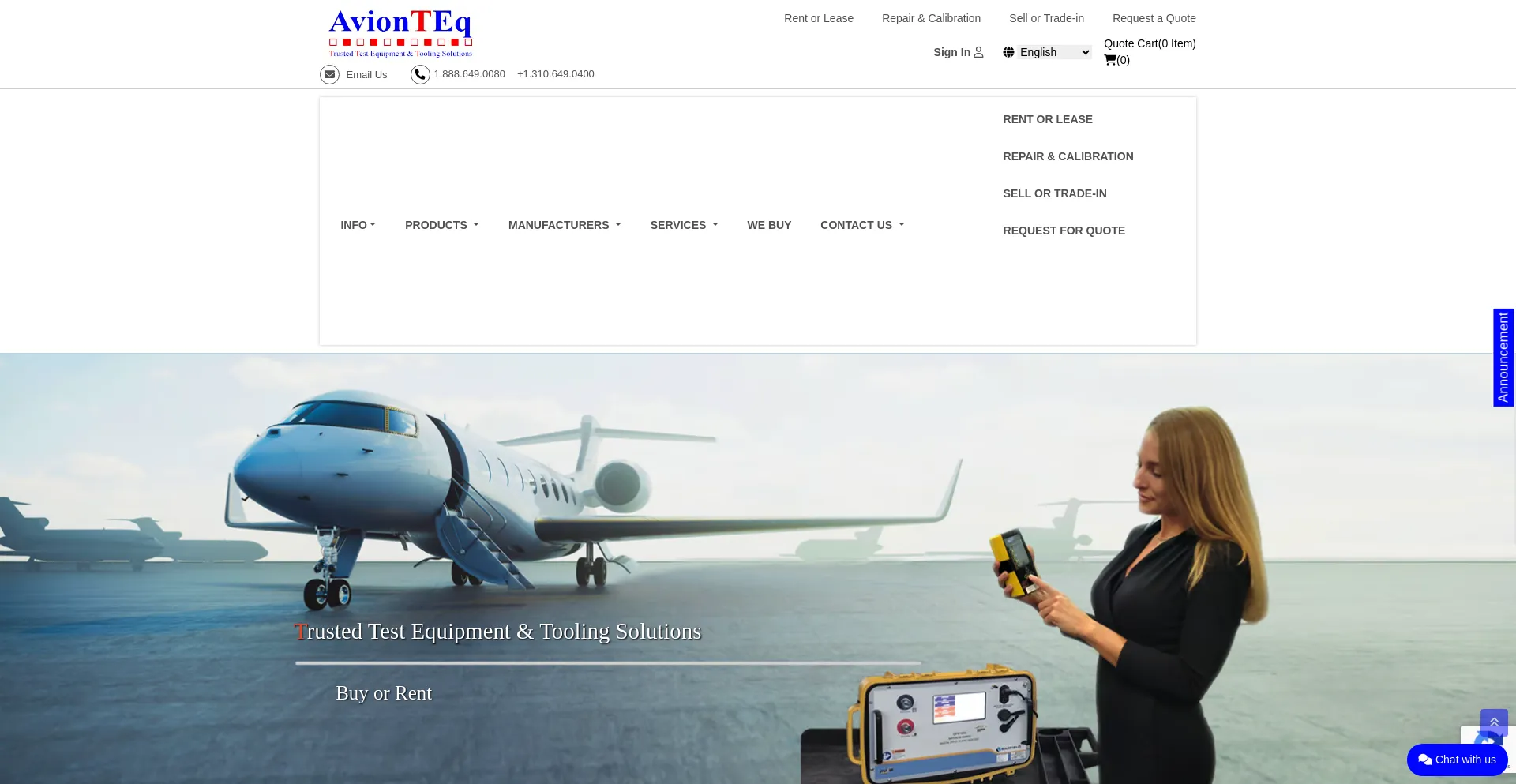 Website screenshot of Avionteq.com