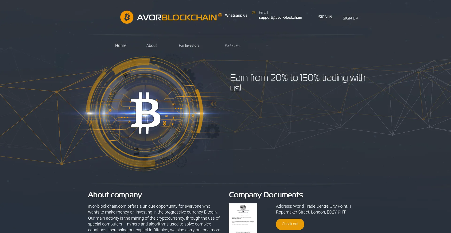 Website screenshot of Avor-blockchain.com