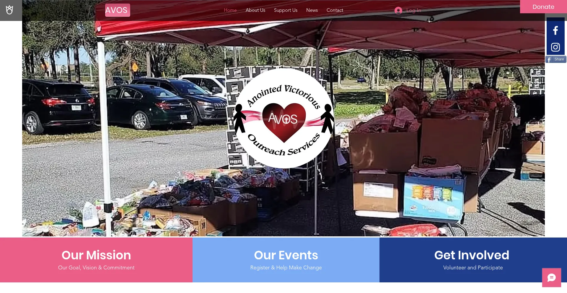 Website screenshot of Avoshelps.org