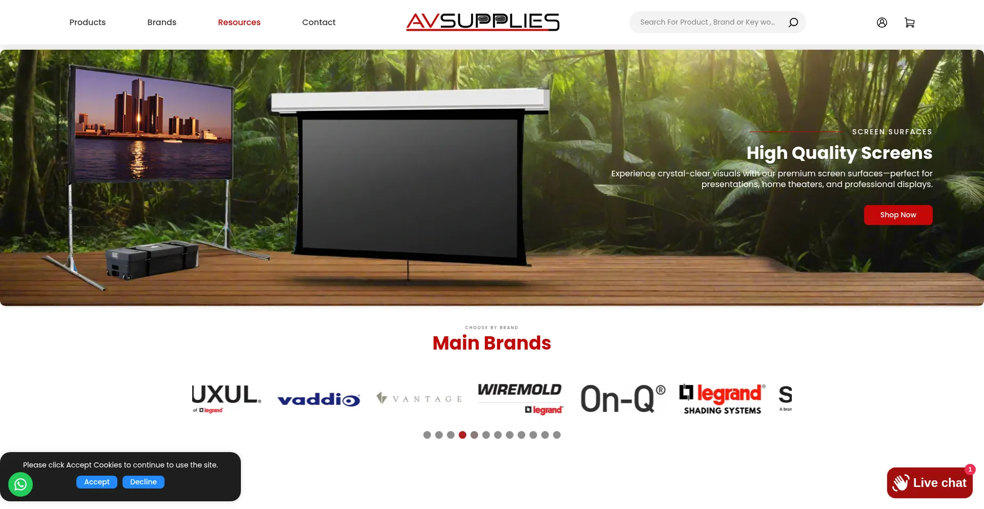 Website screenshot of Avsupplies.us
