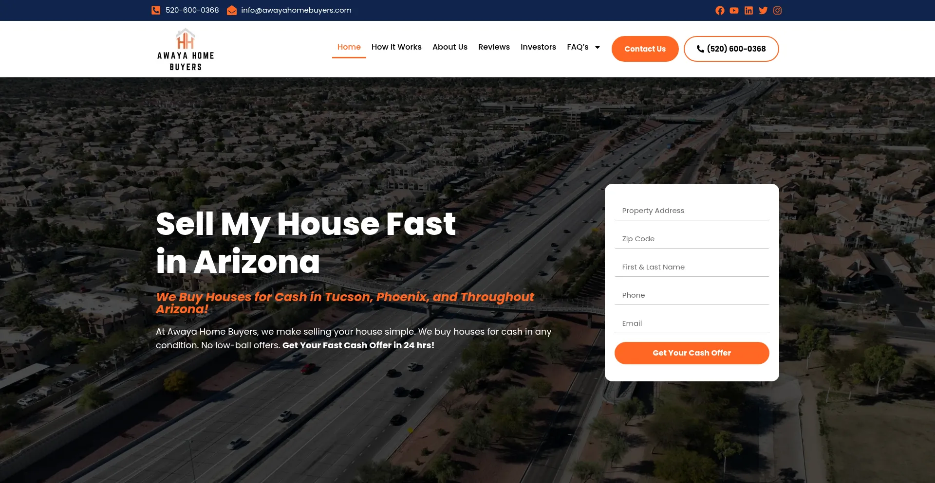 Awayahomebuyers.com Screenshot