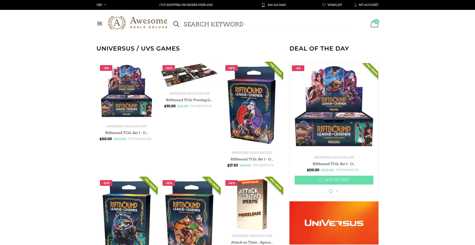 Website screenshot of Awesomedealsdeluxe.com