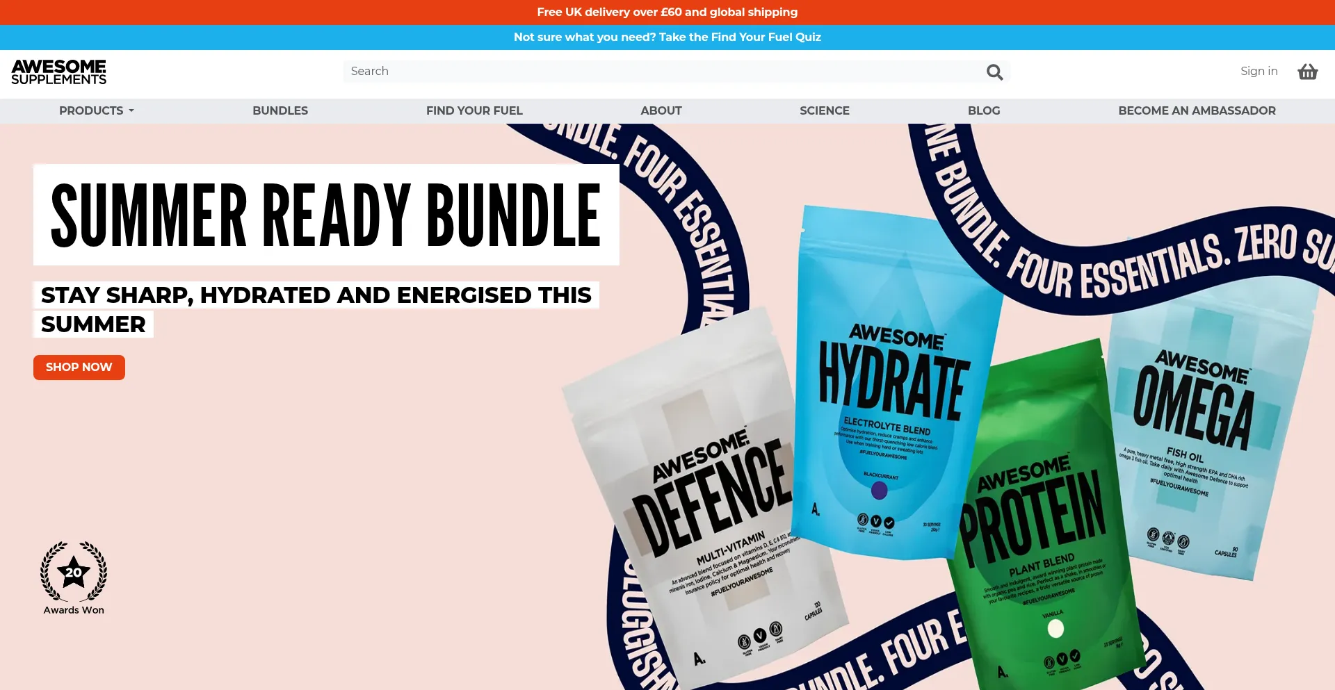 Website screenshot of Awesomesupplements.co.uk