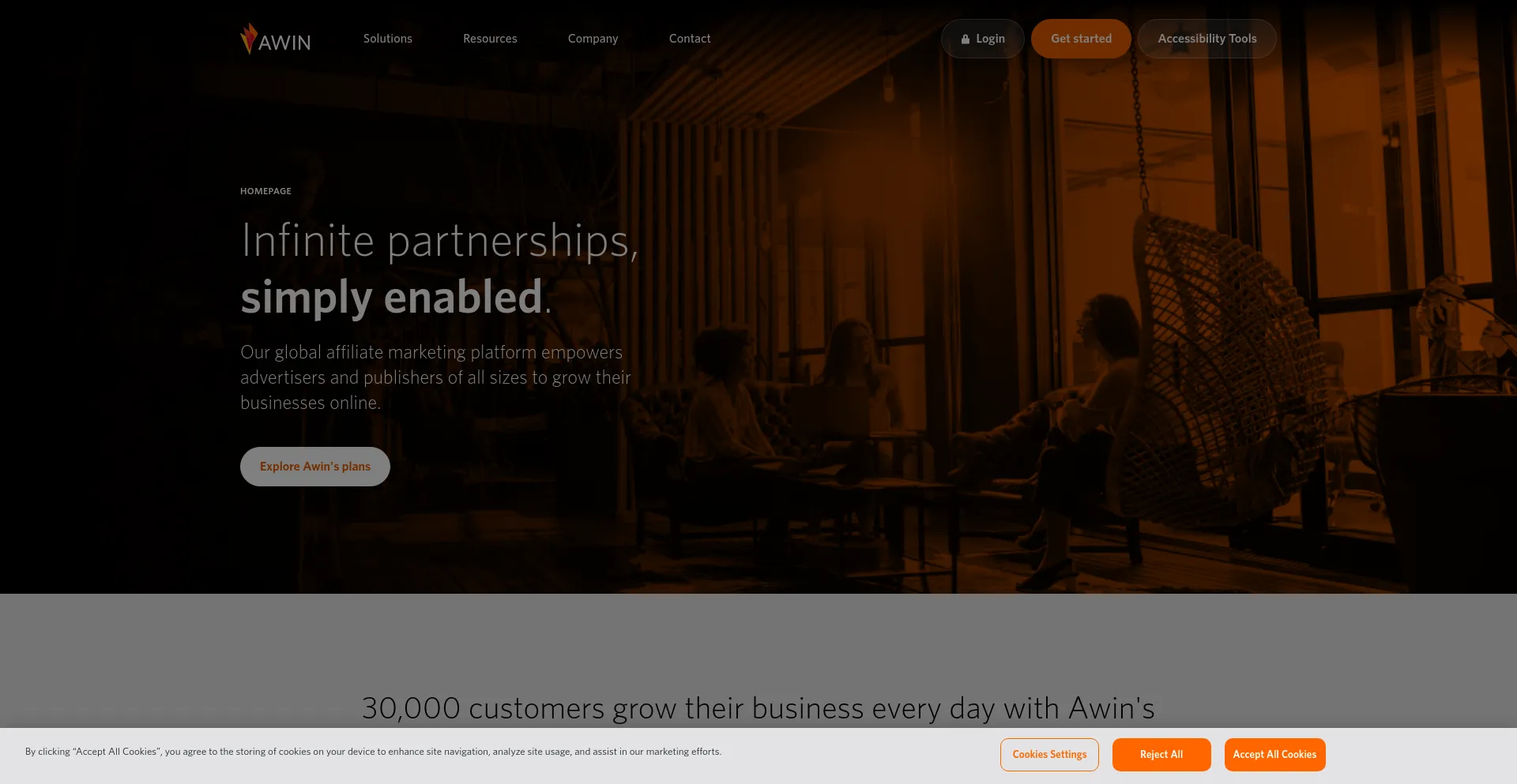 Website screenshot of Awin1.com