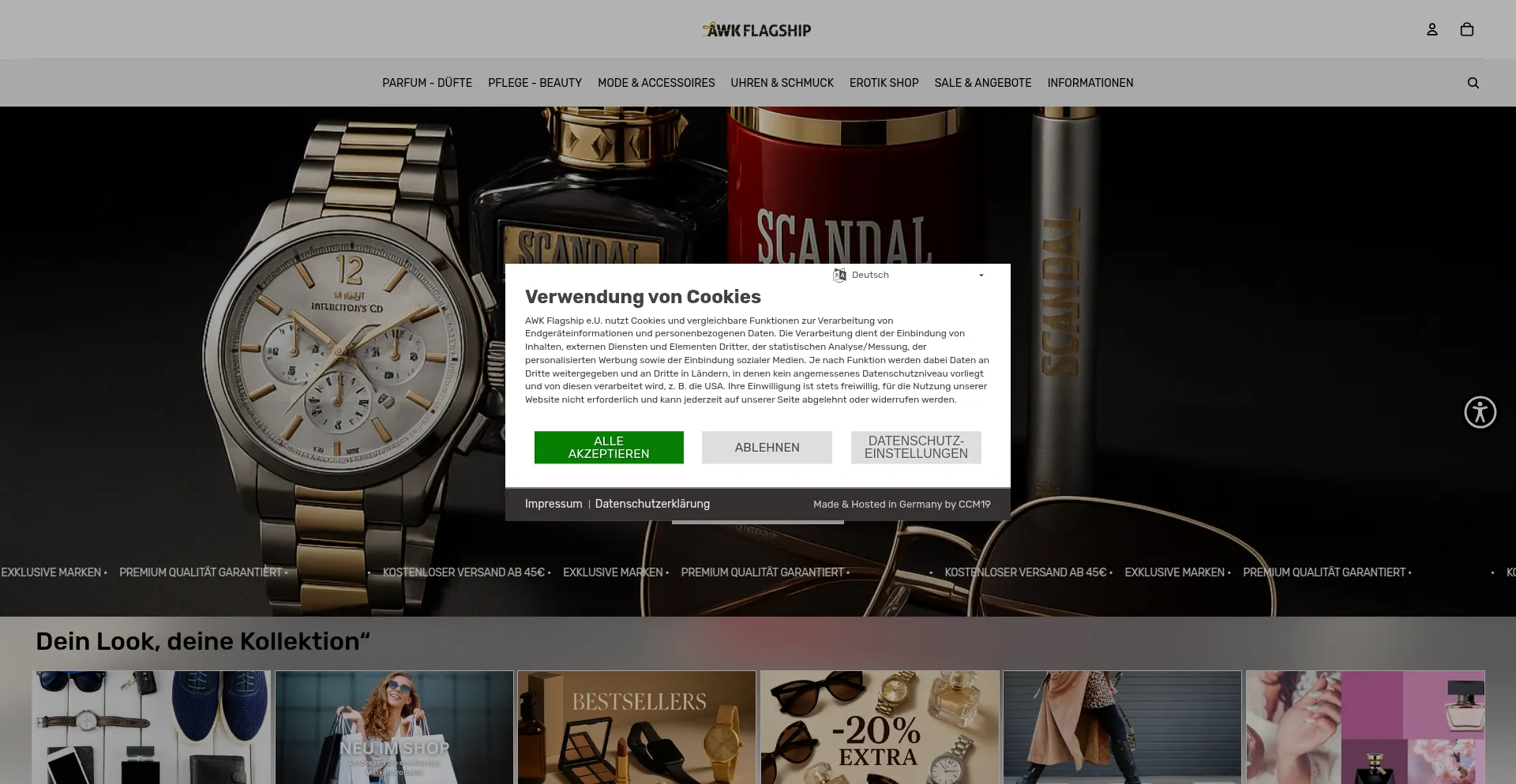 Website screenshot of Awkflagship.shop