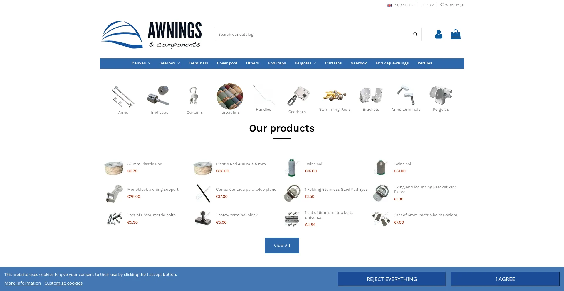 Awningscomponents.com Screenshot
