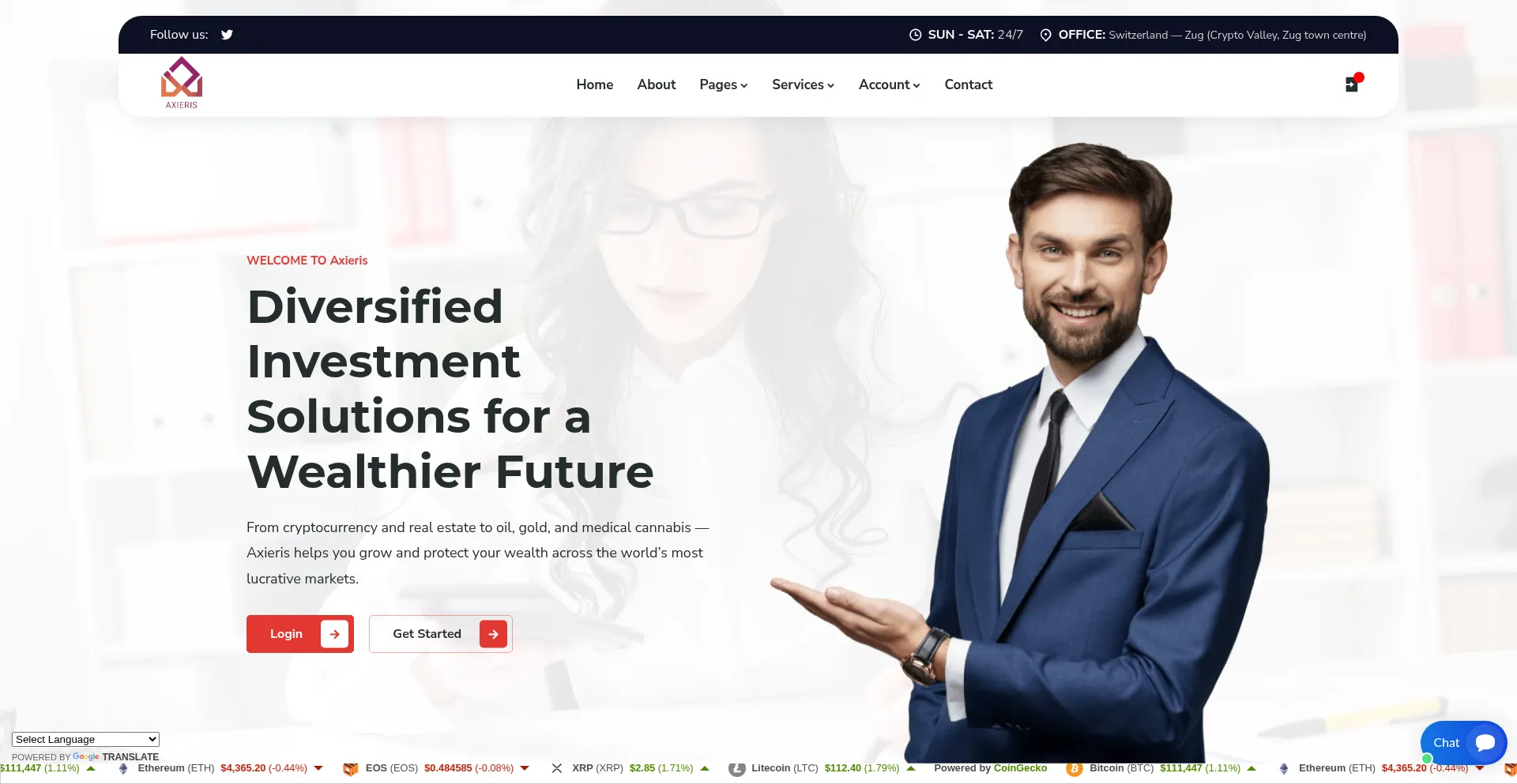 Website screenshot of Axieris.com