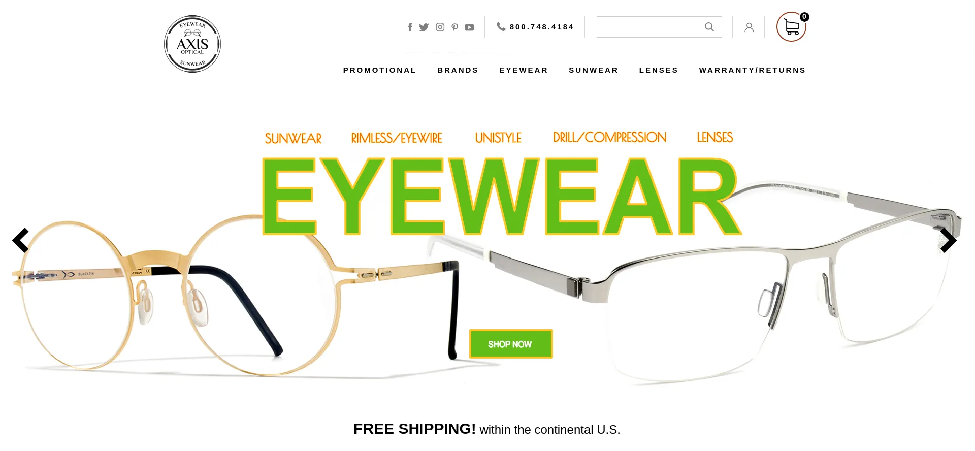 Website screenshot of Axisoptical.org