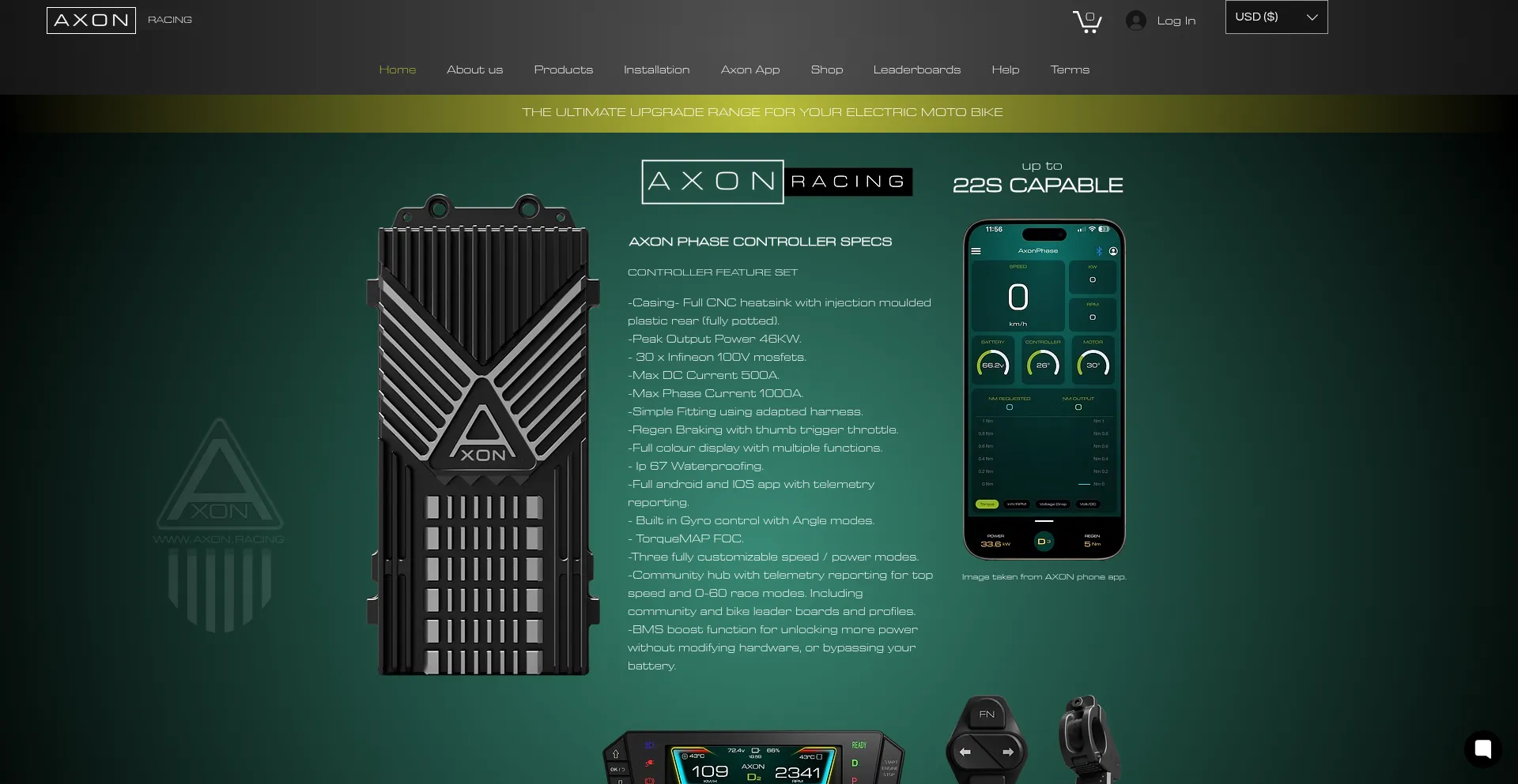 Website screenshot of Axon.racing