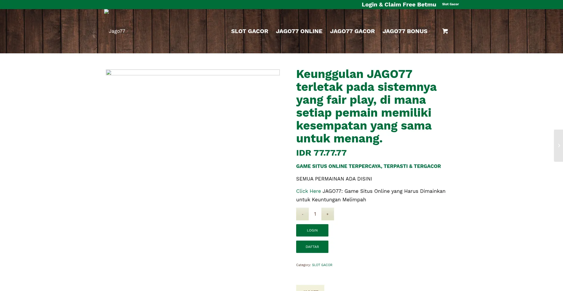 Website screenshot of Ayamjago77.online