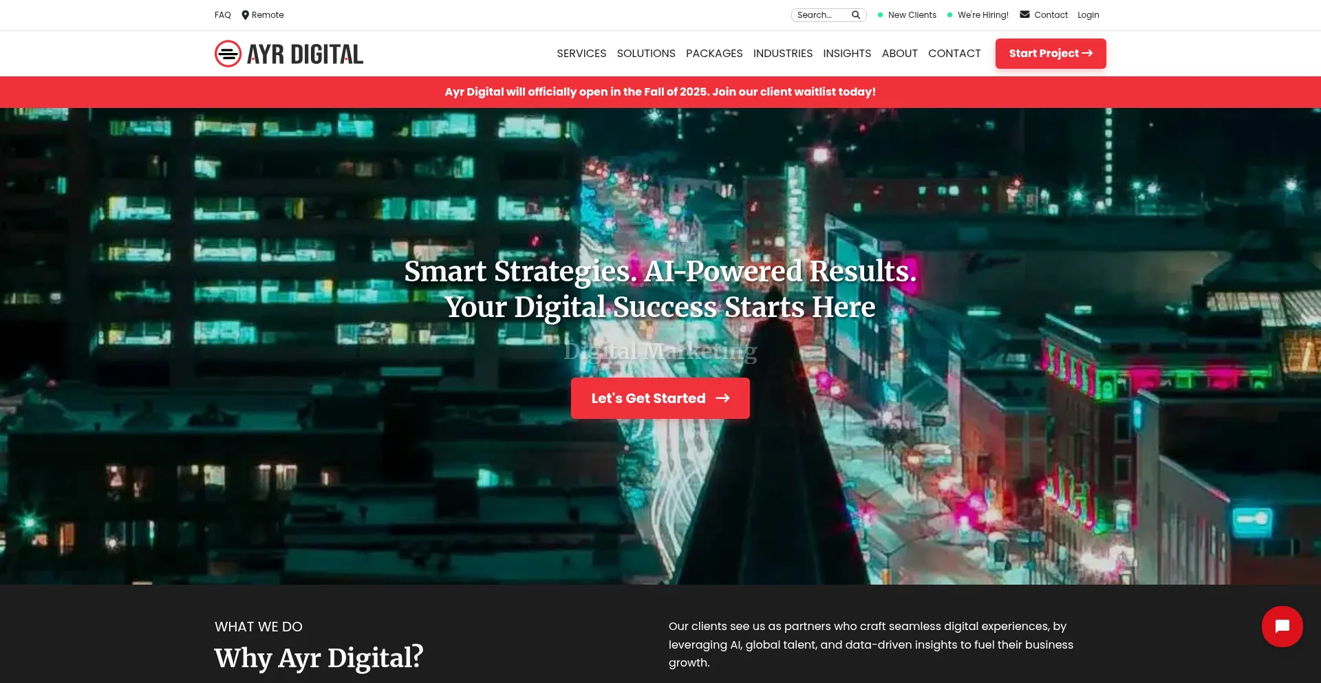 Website screenshot of Ayr.agency