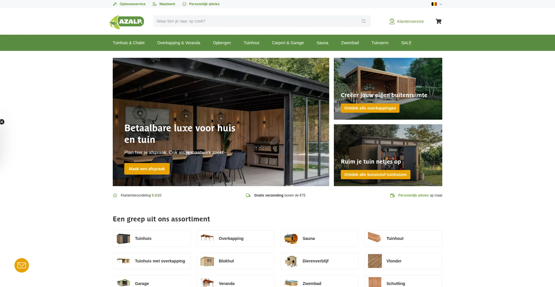 Website screenshot of Azalp.be