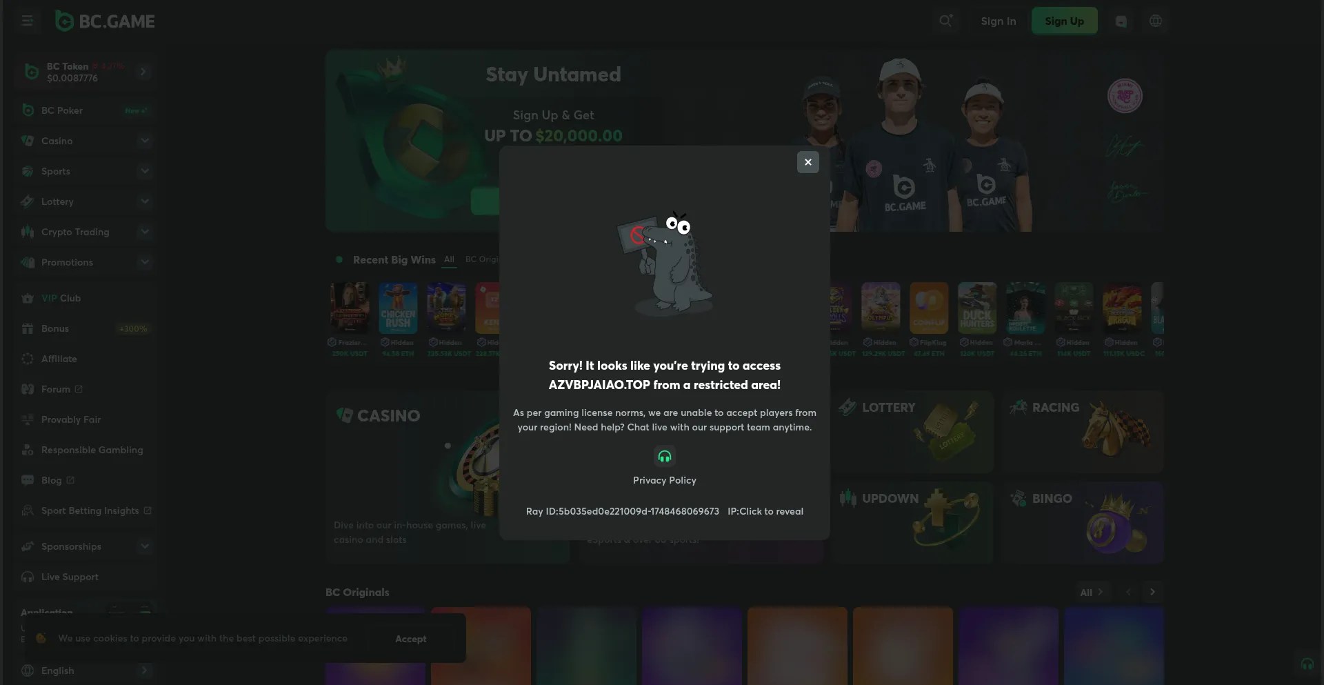 Website screenshot of Azvbpjaiao.top