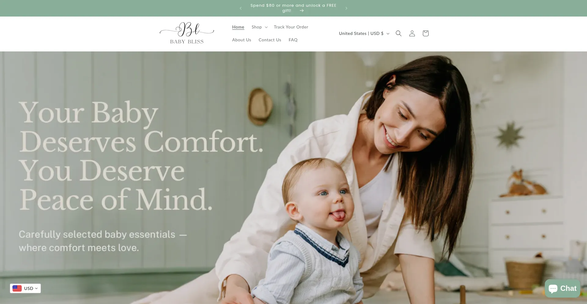 Website screenshot of Baabybliss.com