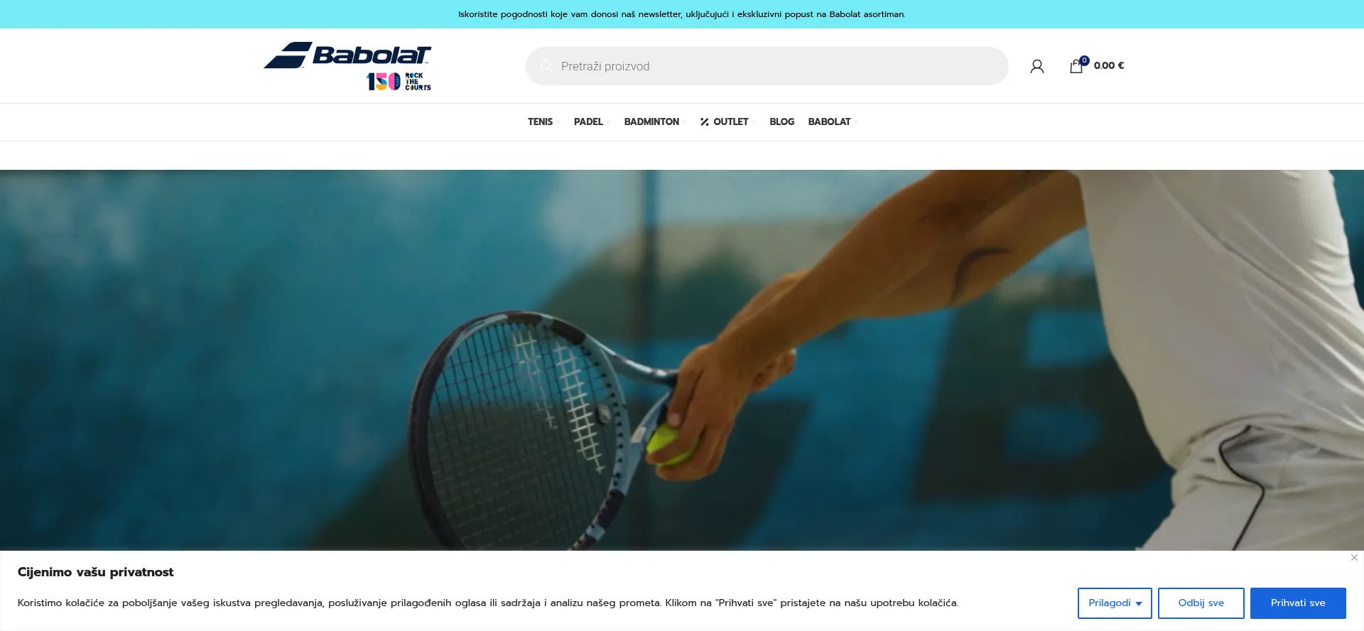 Website screenshot of Babolat.hr