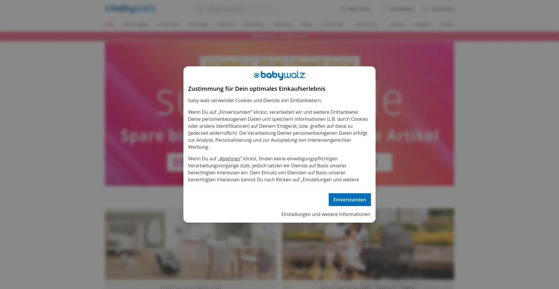 Website screenshot of Baby-walz.at