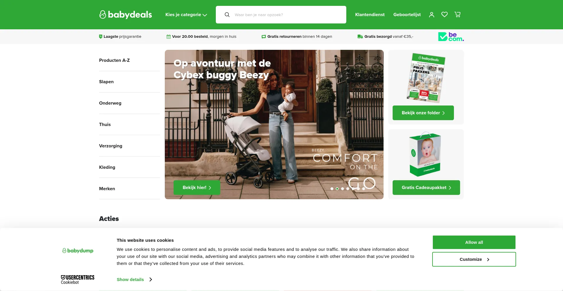 Website screenshot of Babydeals.be