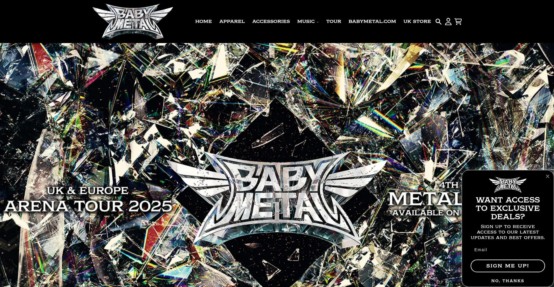 Website screenshot of Babymetal.store