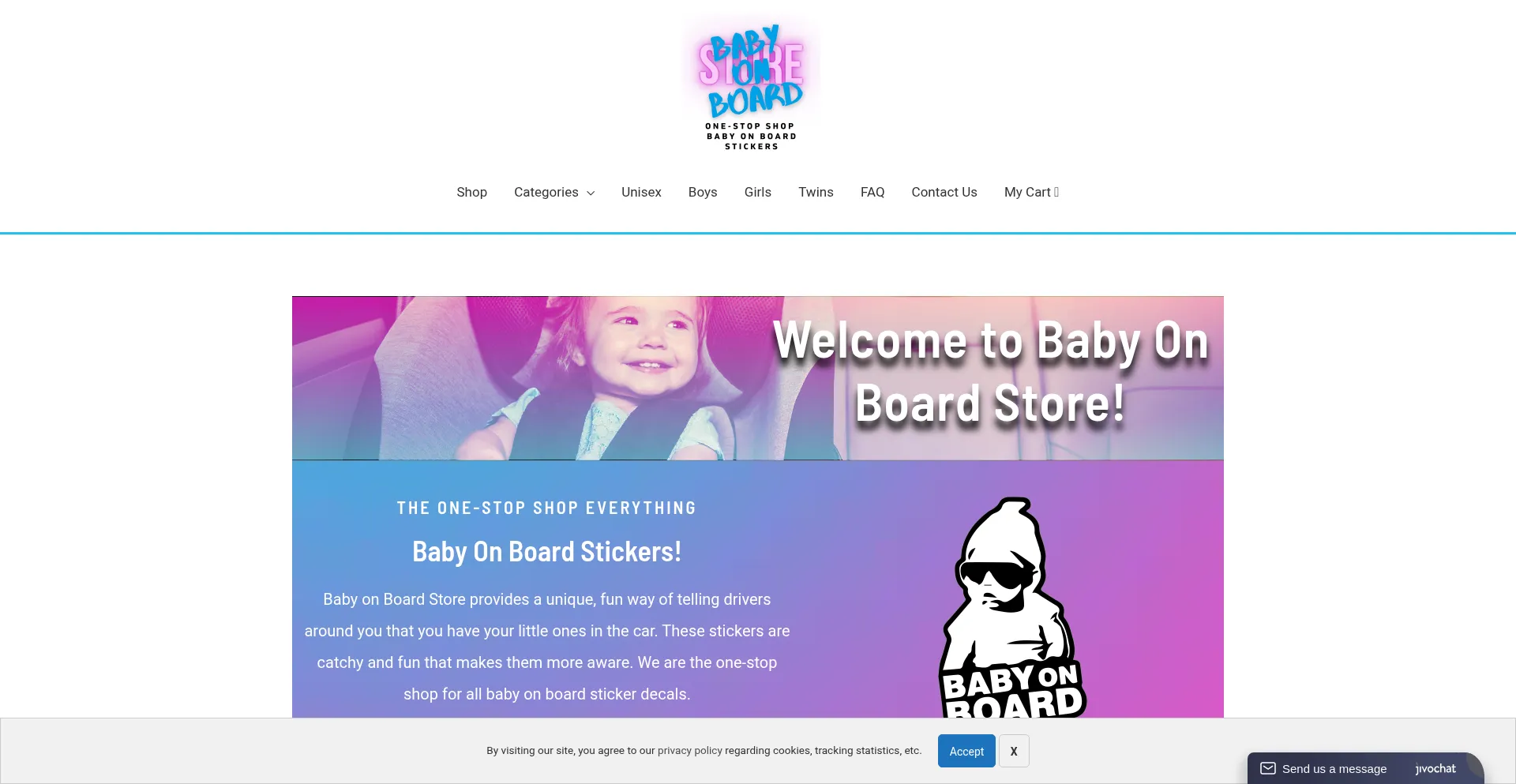 Website screenshot of Babyonboardstore.com