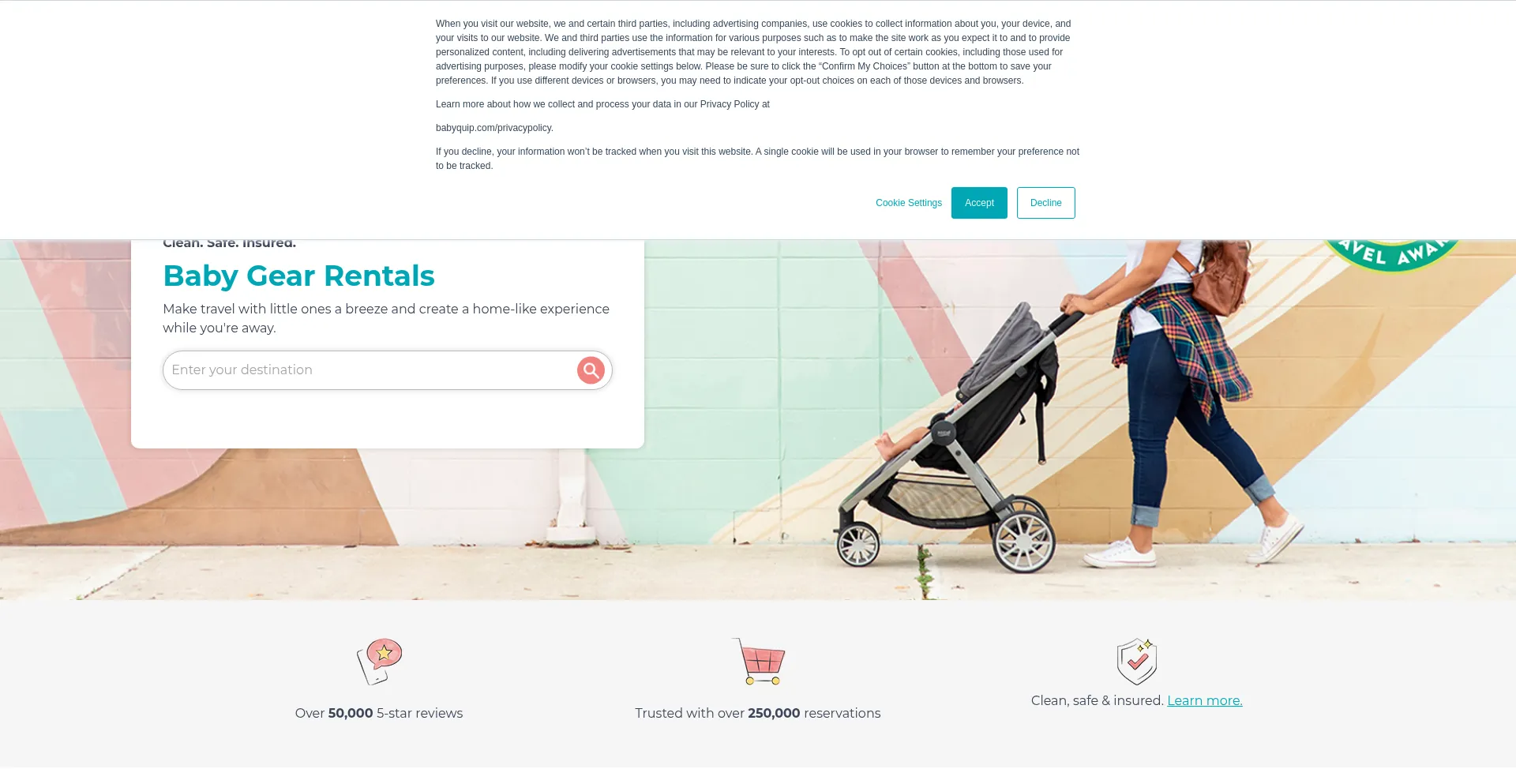 Website screenshot of Babyquip.com