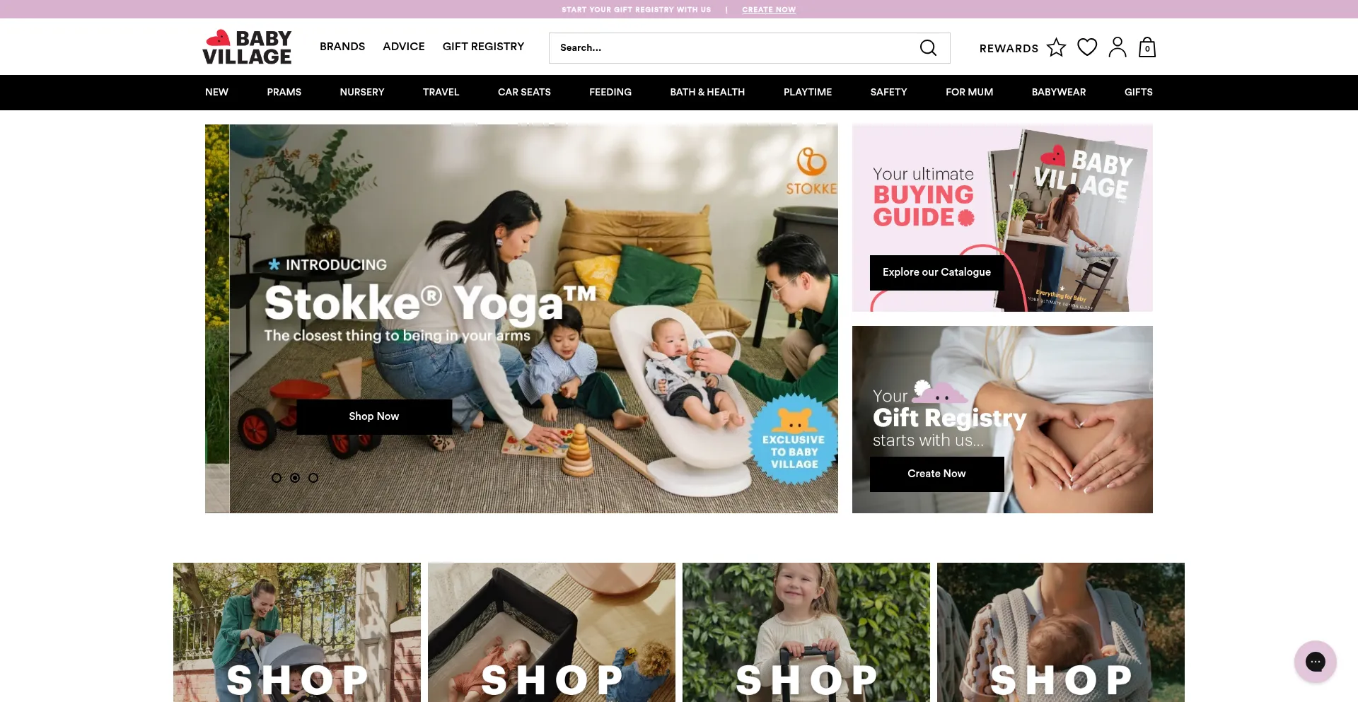 Website screenshot of Babyvillage.com.au