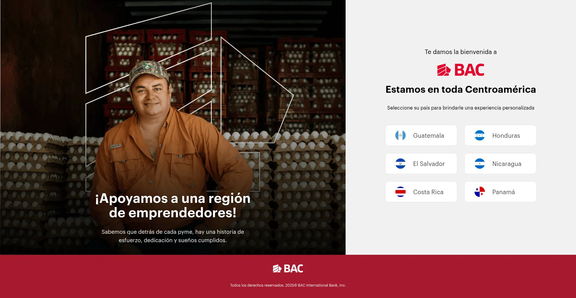 Website screenshot of Baccredomatic.com